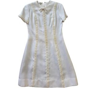 Helen Whiting True Vintage Off White Linen Dress Metal Zipper Rare READ
